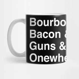 Funny One Wheel Bourbon Bacon Guns and Onewheel Mug